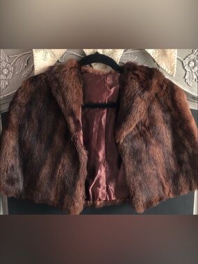 Vintage Brown Fur Cropped Cape